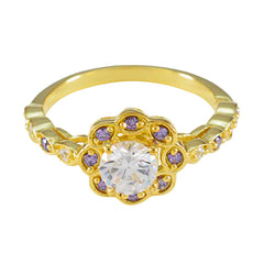 Fernanda Purple Halo Ring Gold Gemstone Sparkle Amethyst Purple