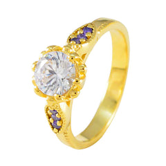 Siti Purple Halo Ring Gold Plated Gemstone Band