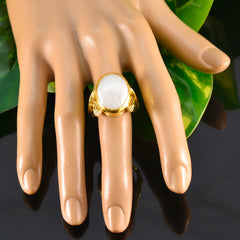 Lucy White Solitaire Ring with Gold Leaf Design