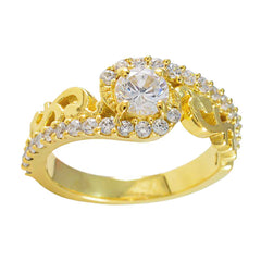 Ayaka Elegant White Halo Ring for Women in Gold