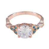 Andrea Rose Gold Blue Halo Engagement Ring Blue Topaz CZ Blue