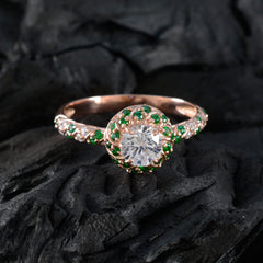 Bella White Halo Ring for Women with Green Gemstones