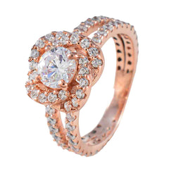 Luisa Rose Gold White Halo Engagement Ring with Diamonds