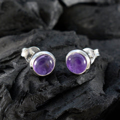 Mei Purple Solitaire Stud Earrings for Everyday Glam