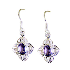 Hana Purple Solitaire Dangle Earrings for Daily Glam Amethyst Purple Dangle