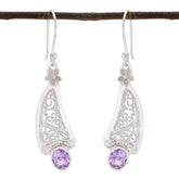 Katharina Purple Gemstone Dangle Earrings in Silver Amethyst Purple Dangle