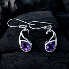 Stella Purple Solitaire Dangle Earrings for Glam Style