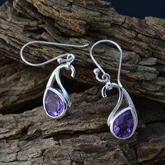 Stella Purple Solitaire Dangle Earrings for Glam Style