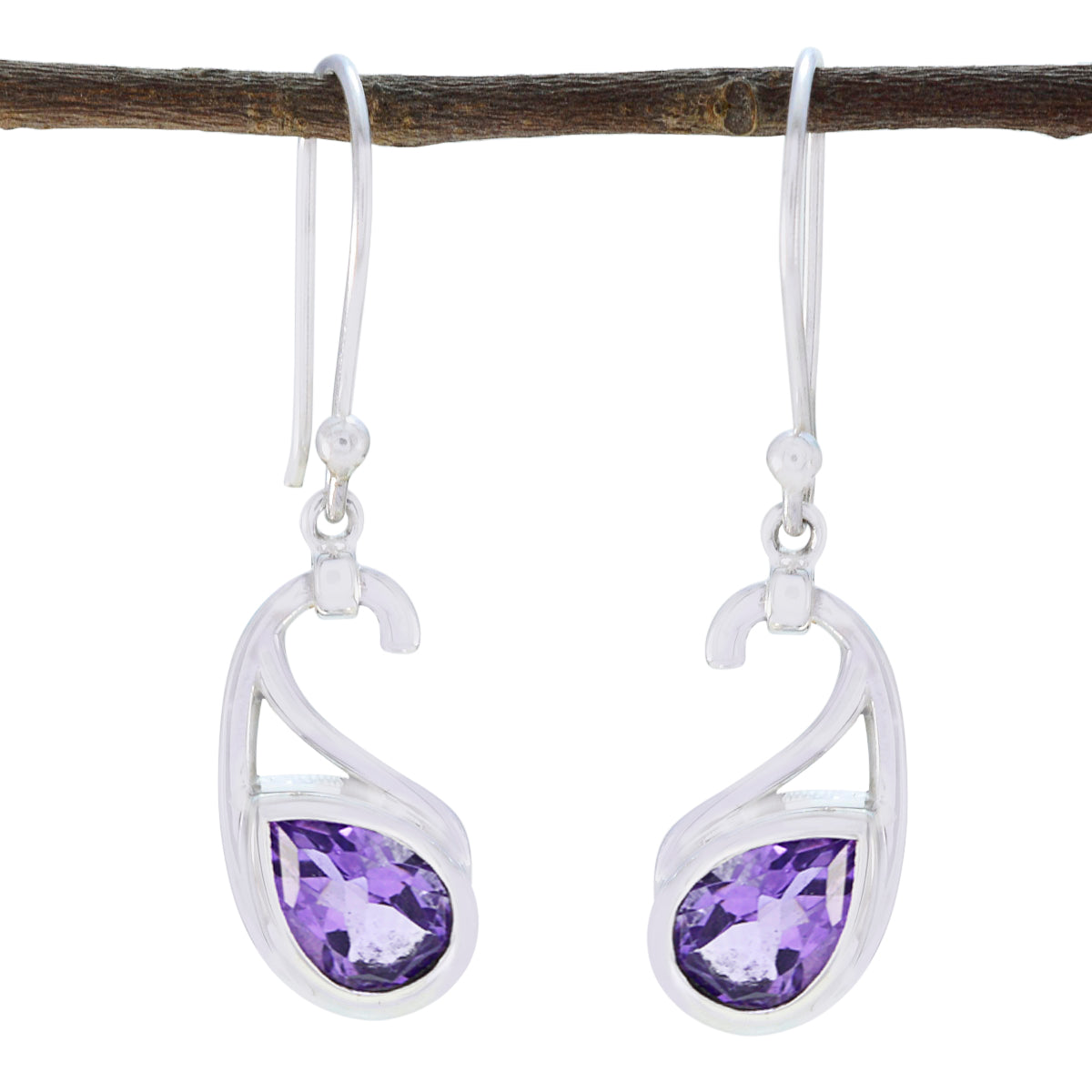 Stella Purple Solitaire Dangle Earrings for Glam Style Amethyst Purple Dangle