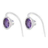 Ana Purple Solitaire Stud Earrings for Everyday Glam Amethyst Purple Stud