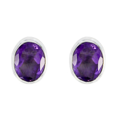 Ha-eun Purple Solitaire Stud Earrings for Every Occasion Amethyst Purple Stud