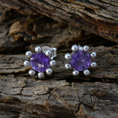 Li Lee Purple Solitaire Stud Earrings for Everyday Glam