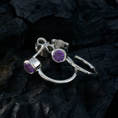 Ines Purple Solitaire Stud Earrings for Everyday Glam