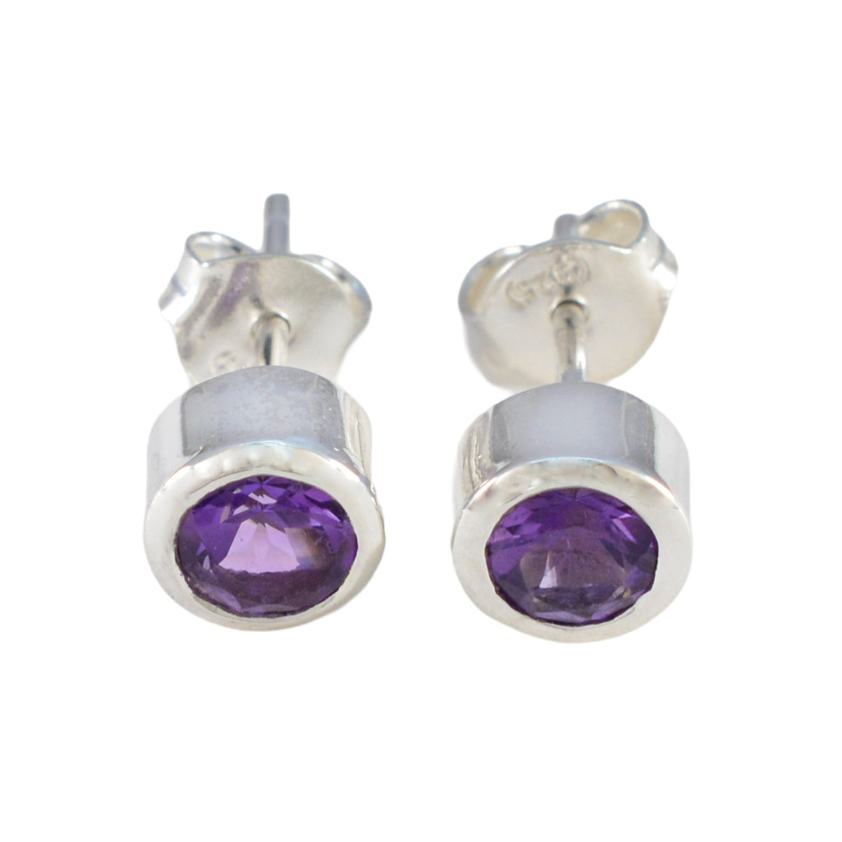 Maria Purple Solitaire Stud Earrings for Everyday Glam Amethyst Purple Stud