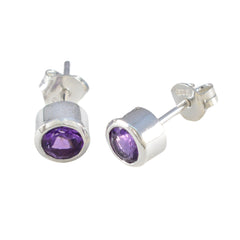Maria Purple Solitaire Stud Earrings for Everyday Glam