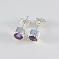 Maria Purple Solitaire Stud Earrings for Everyday Glam