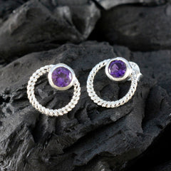 Mei Purple Solitaire Stud Earrings for Everyday Glam