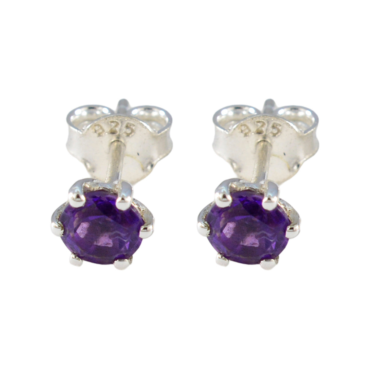 Fernanda Purple Solitaire Stud Earrings for Glam Amethyst Purple Stud
