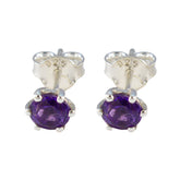 Fernanda Purple Solitaire Stud Earrings for Glam Amethyst Purple Stud