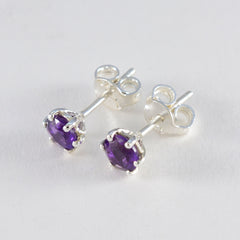 Fernanda Purple Solitaire Stud Earrings for Glam
