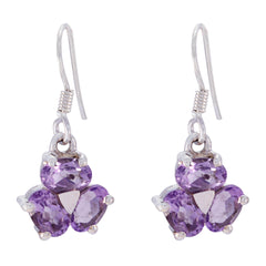 Paula Purple Dangle Earrings with Amethyst Design Amethyst Purple Dangle