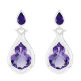 Eliza Purple Gemstone Stud Earrings for Everyday Glam Amethyst Purple Stud