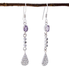 Bianca Purple Gemstone Dangle Earrings for Glam Look Amethyst Purple Dangle