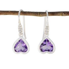 Bruna Purple Dangle Earrings with Heart-Shaped Gemstones Amethyst Purple Dangle