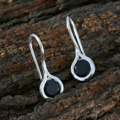 Hannah Black Solitaire Dangle Earrings - Elegant & Chic
