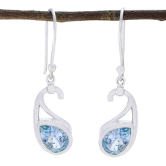 Teresa Blue Solitaire Dangle Earrings for Chic Style Blue topaz Blue Dangle