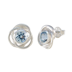 Ayesha Blue Solitaire Stud Earrings for Everyday Glam