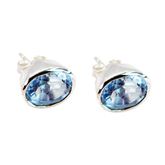 Sofía Blue Solitaire Stud Earrings for Everyday Glam Blue Topaz Blue Stud