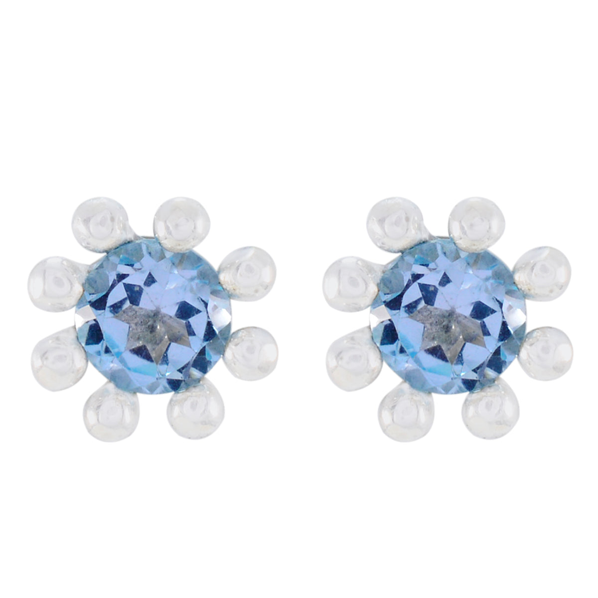 Elena Blue Solitaire Stud Earrings for Everyday Glam Blue topaz Blue Stud