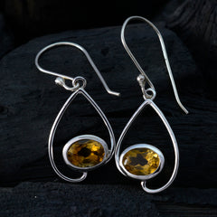 Layla Yellow Solitaire Dangle Earrings in Silver