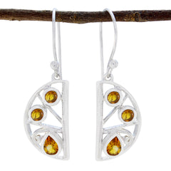Audrey Yellow Dangle Earrings with Citrine Gemstones Citrine Yellow Dangle