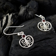 Marie Red Solitaire Dangle Earrings for Glam Style