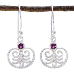 Marie Red Solitaire Dangle Earrings for Glam Style Garnet Red Dangle