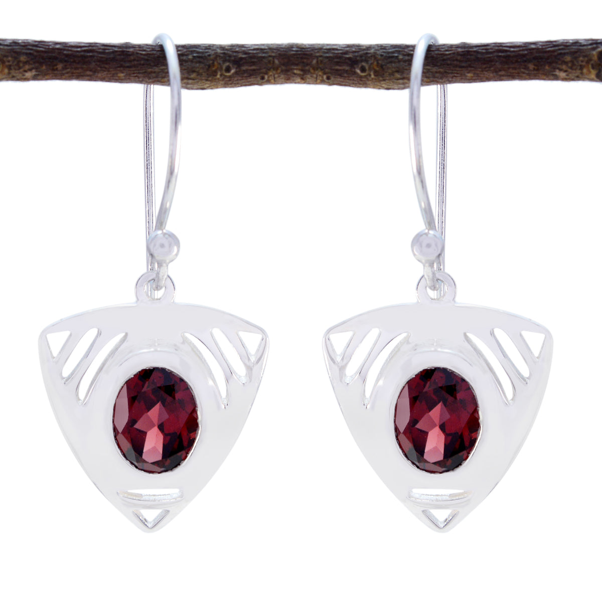 Mathilde Red Solitaire Dangle Earrings for Glam Style Garnet Red Dangle