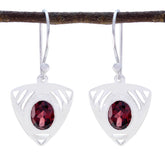 Mathilde Red Solitaire Dangle Earrings for Glam Style Garnet Red Dangle