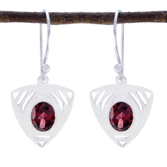 Mathilde Red Solitaire Dangle Earrings for Glam Style Garnet Red Dangle