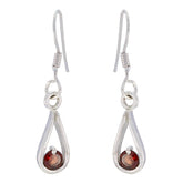 Laura Red Solitaire Dangle Earrings for Everyday Glam Garnet Red Dangle