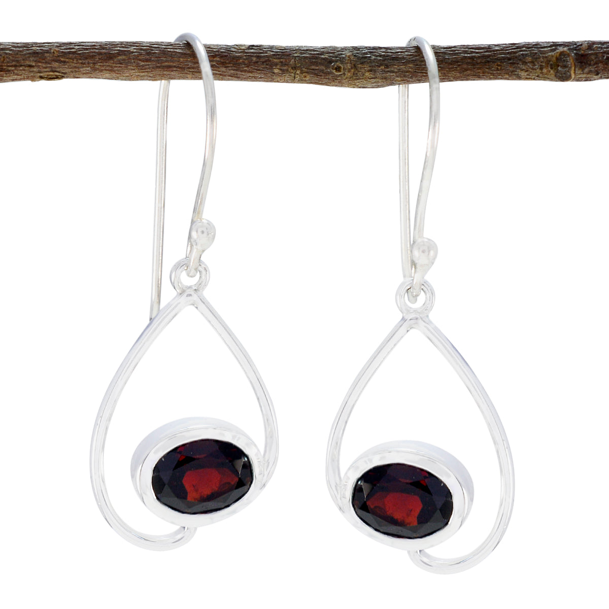 Teresa Red Solitaire Dangle Earrings for Everyday Glam Garnet Red Dangle