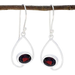Teresa Red Solitaire Dangle Earrings for Everyday Glam Garnet Red Dangle