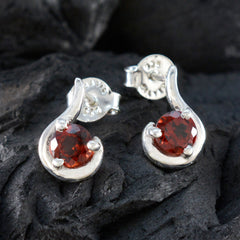 Carolina Red Solitaire Stud Earrings for Everyday Glam