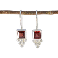 Yuna Red Dangle Earrings - Stylish Everyday Jewelry Garnet Red Dangle