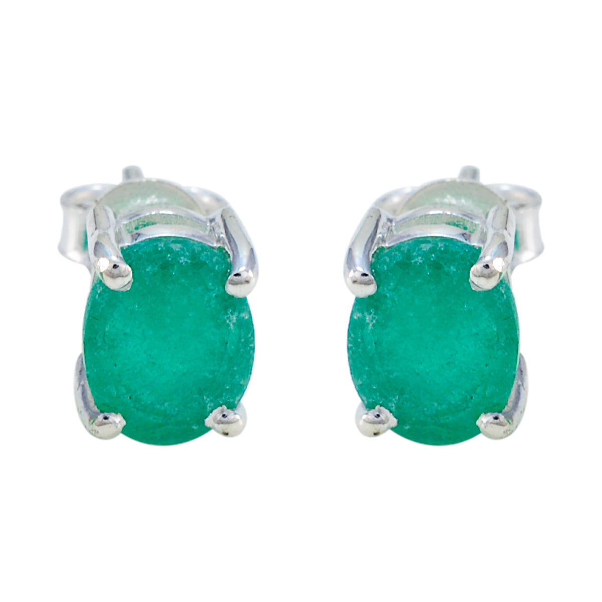 Agnes Green Solitaire Stud Earrings for Everyday Glam Indian Emerald Green Stud
