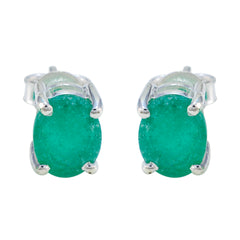 Agnes Green Solitaire Stud Earrings for Everyday Glam Indian Emerald Green Stud