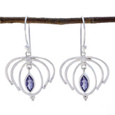 Hanna Blue Solitaire Dangle Earrings for Everyday Glam Iolite Blue Dangle