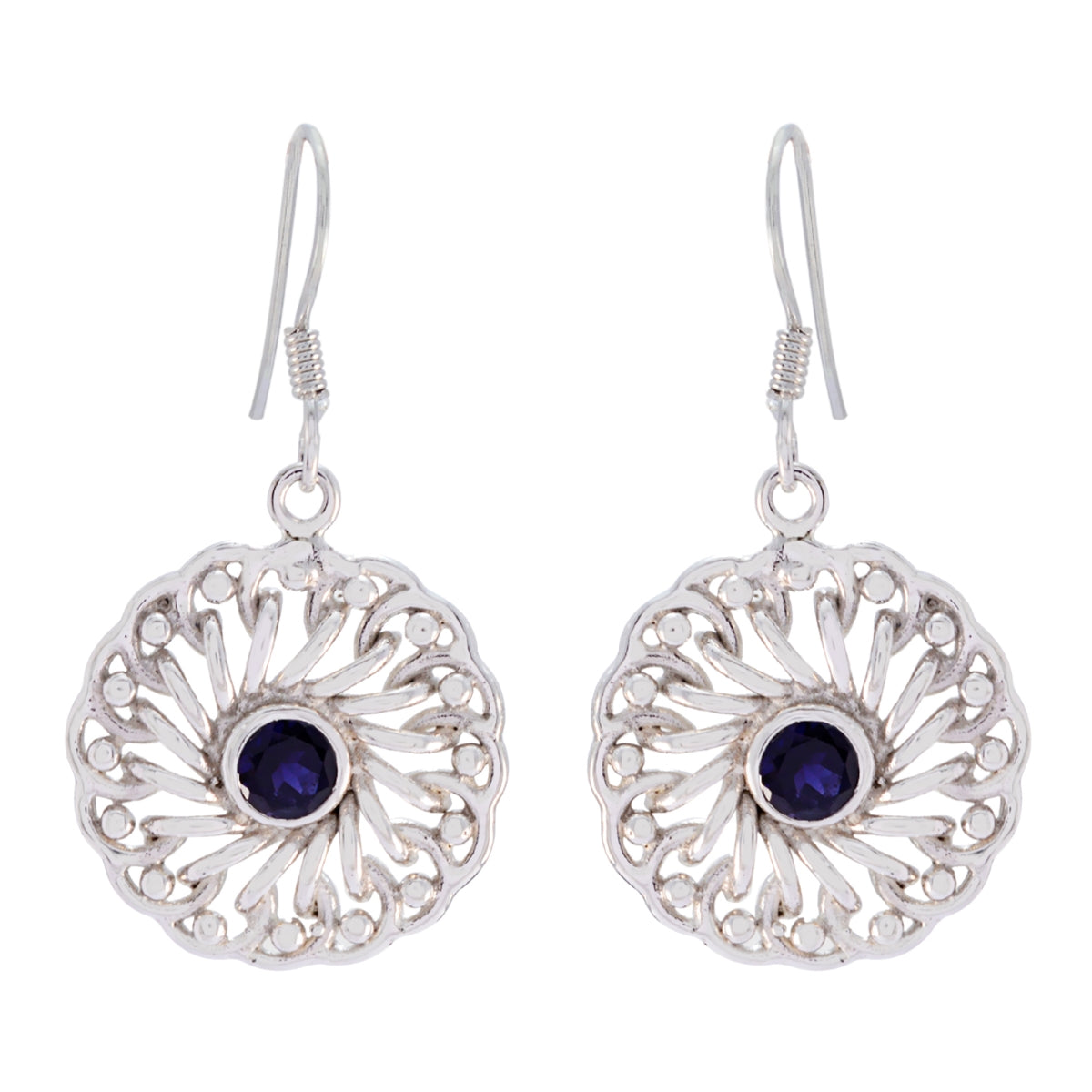 Camilla Blue Solitaire Dangle Earrings for Stylish Look Iolite Blue Dangle