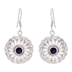 Camilla Blue Solitaire Dangle Earrings for Stylish Look Iolite Blue Dangle